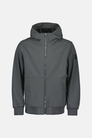 HOODED SOFTSHELL JACKET SILVER ZIP